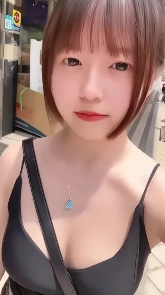 短視頻美女氣質美女吊帶裙站立，美得讓人離開不視線了！ 又大又晃根本看不清楚