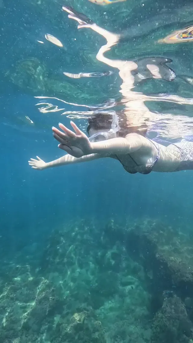 🧜🏻‍♀️💗 紫色珍珠音調🎶💜 好喜歡在大海裡寧靜 全世界安靜的只剩下自己的心跳聲 沒有外界音訊的干擾 只能專注在自己的呼吸上 為今年設定小小目標-可以在水下睜開眼睛 拍出更好看的作品👀 @elmodiving -🤿 #美人魚 #人魚