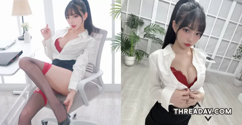 超性感！OL「啾啾」火辣爆乳秀+長腿絲襪勾引，上班族必看！