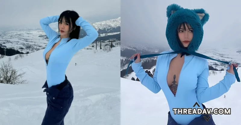 日本雪地驚見火辣正妹「茜茜」！傲乳開縫露超猛奶霜！