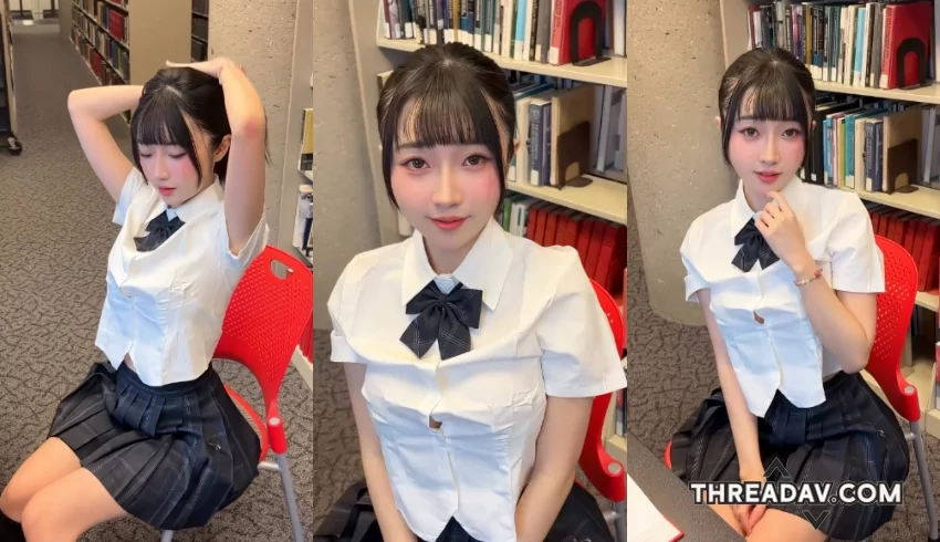圖書館驚見超萌制服學妹！綁馬尾讓人心動不已 - 迷人畫面必看