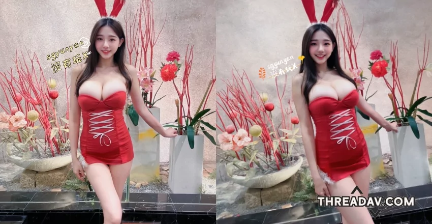 新年祝福大放送！超辣巨乳辣媽兔女郎裝太小包不住