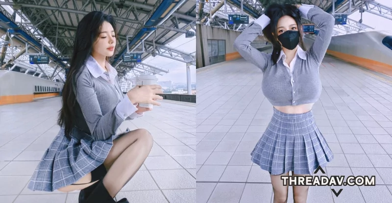 霍萱高鐵月台驚豔照！蹲下品咖啡秀「誘人蜜桃臀」 - 網路美女
