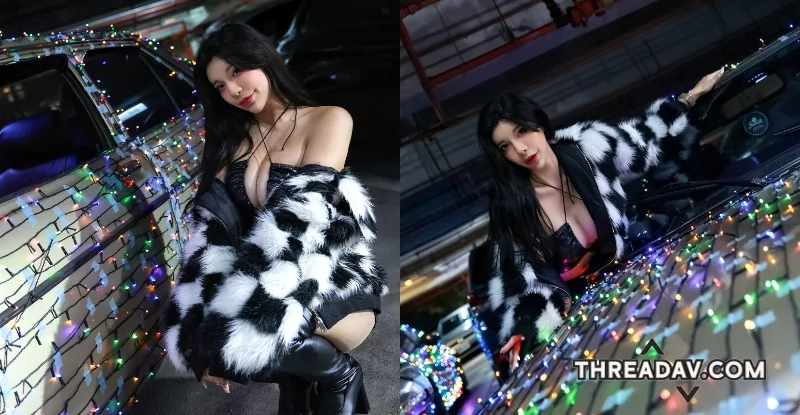 性感車手安安Anna駕駛虹彩轎車，驚豔「爆乳猛蹲」現場露餡 - 網路美女風采