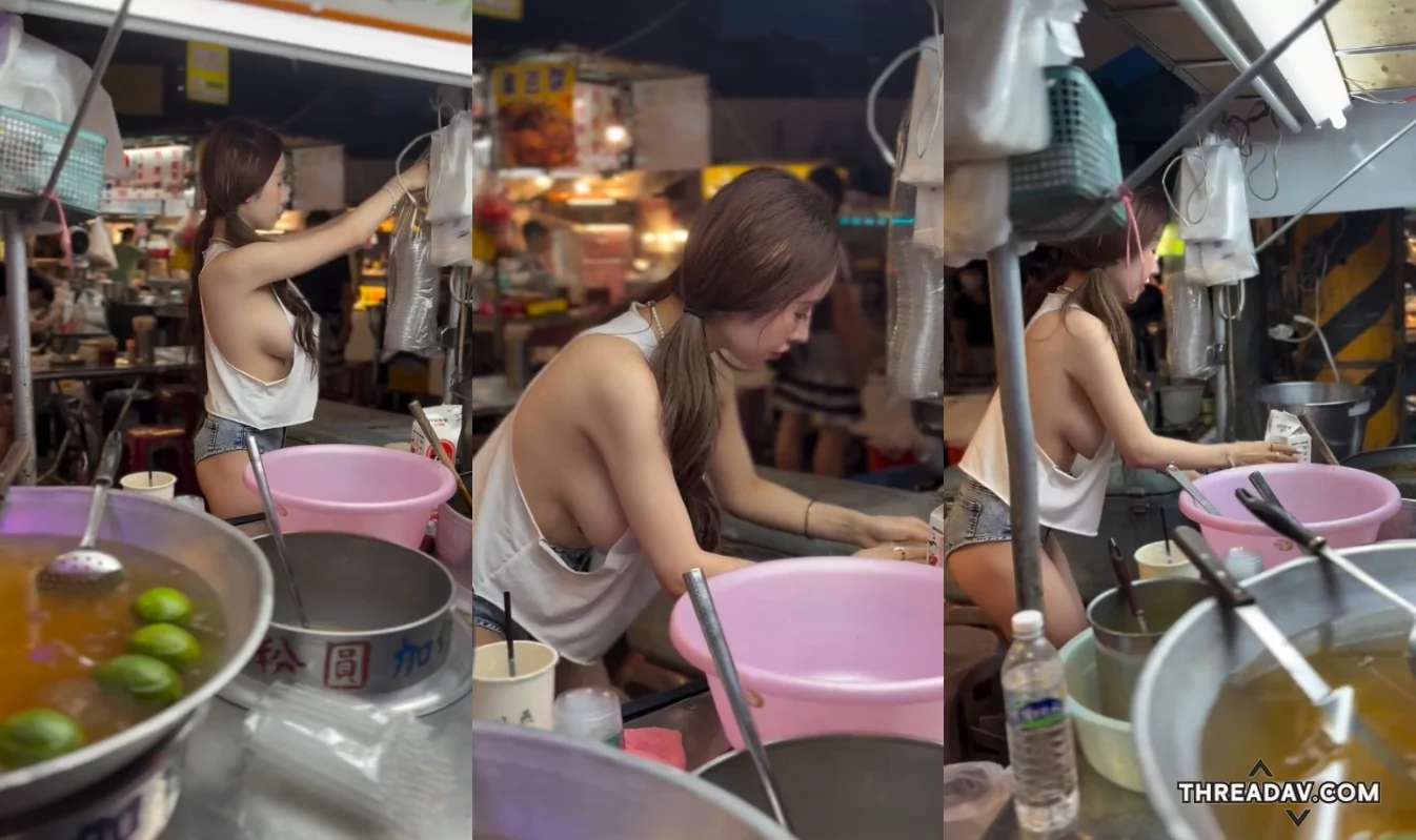 夏日必嚐！愛玉冰攤老闆娘嬌豔展現，吸引客人目光