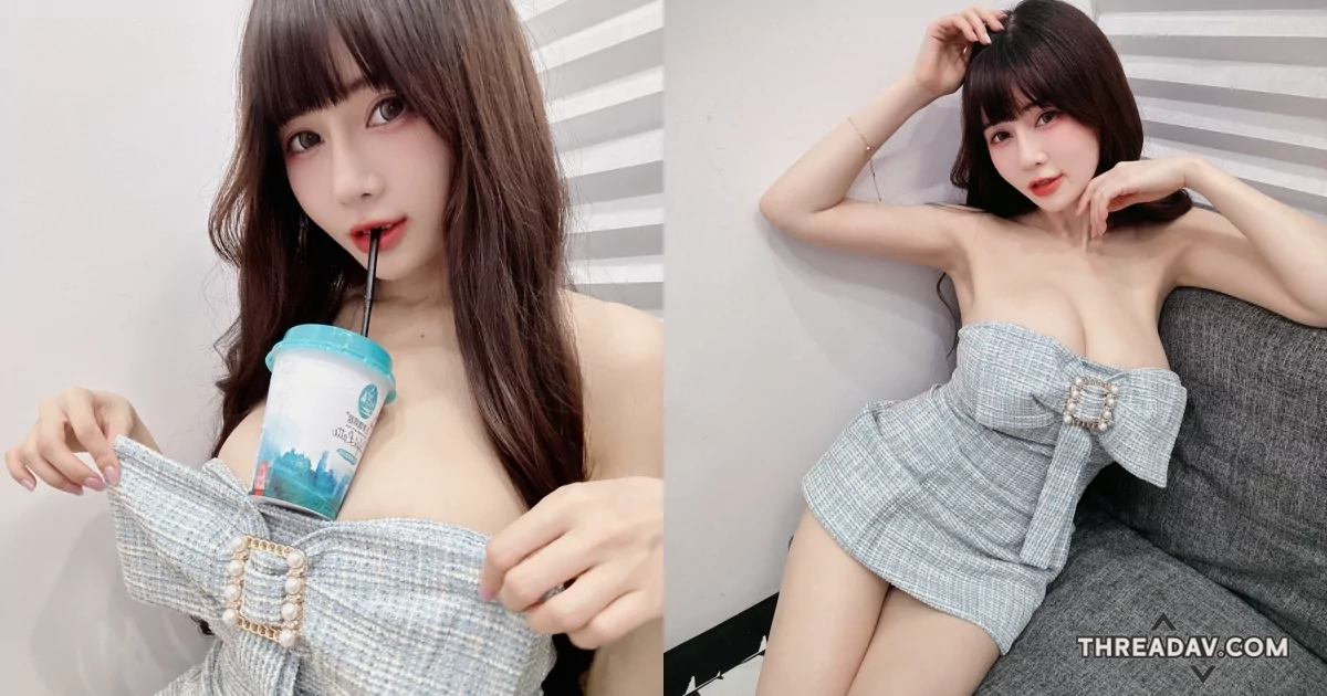 好方便的杯架！巨乳甜心「安希」飲料直接擺身上，雪白大平台穩穩der！ - 網路美女