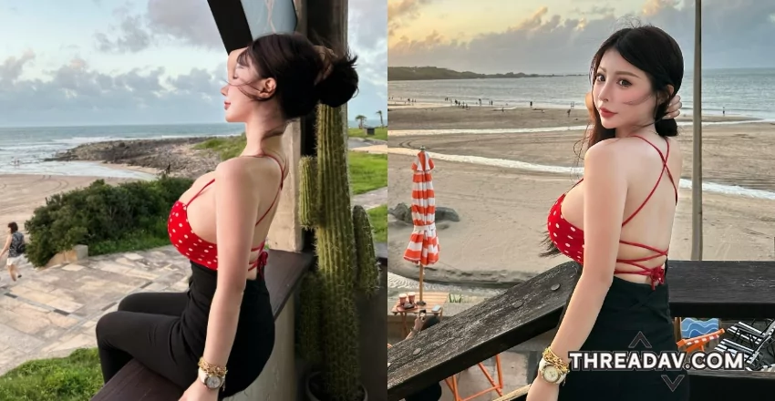 颱風走了還是波濤洶湧！巨乳騎士《艾妃aifei》北海岸觀浪 - 網路美女