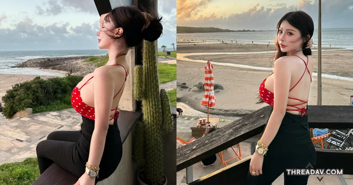重機女神「艾妃」北海岸喝咖啡！露背小吊帶藏不住「雪白巨乳」 - 網路美女