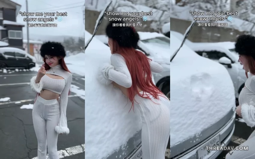 韶瑄雪地挑戰！極致誘惑，巨乳小精靈Bebe驚艷雪天使造型