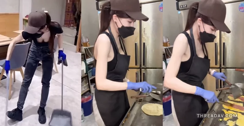 【必看】一中街早午餐店正妹老闆娘煎台太熱只穿爆乳背心上工！網友全瘋狂