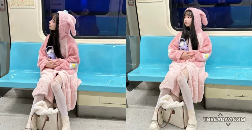 台北捷運驚見萌兔！絨外套下性感美乳曝光，網友瘋傳