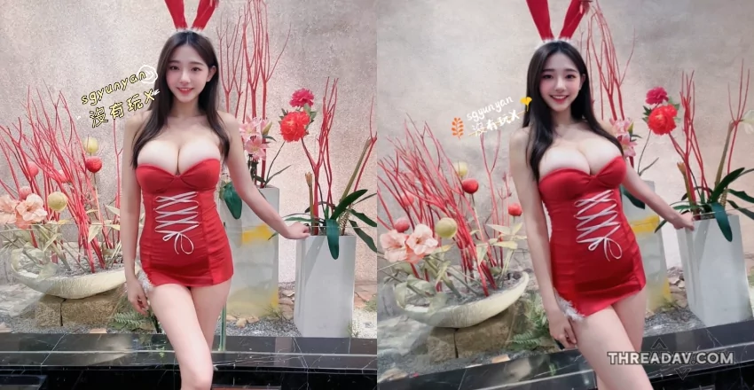 新年祝福爆棚！巨乳辣媽兔女郎裝買太小，胸前爆出來 - 網路美女