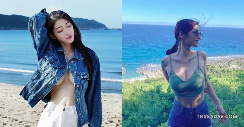 夏日陽光下的海灘美女「瞳瞳」散發迷人光芒，鮮嫩人字溝引人注目！