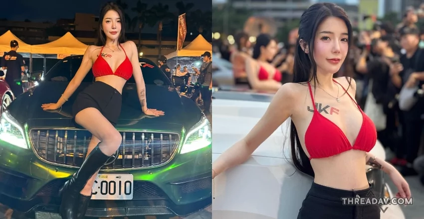 網路瘋傳！絕美長腿妹現身車聚，酷甜風格引眾人熱議
