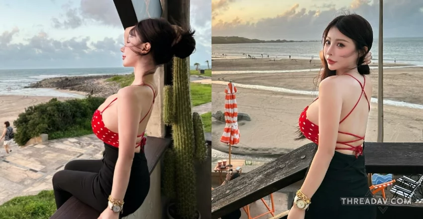 北海岸觀浪！巨乳騎士《艾妃aifei》颱風後的浪漫時刻 - 網路美女
