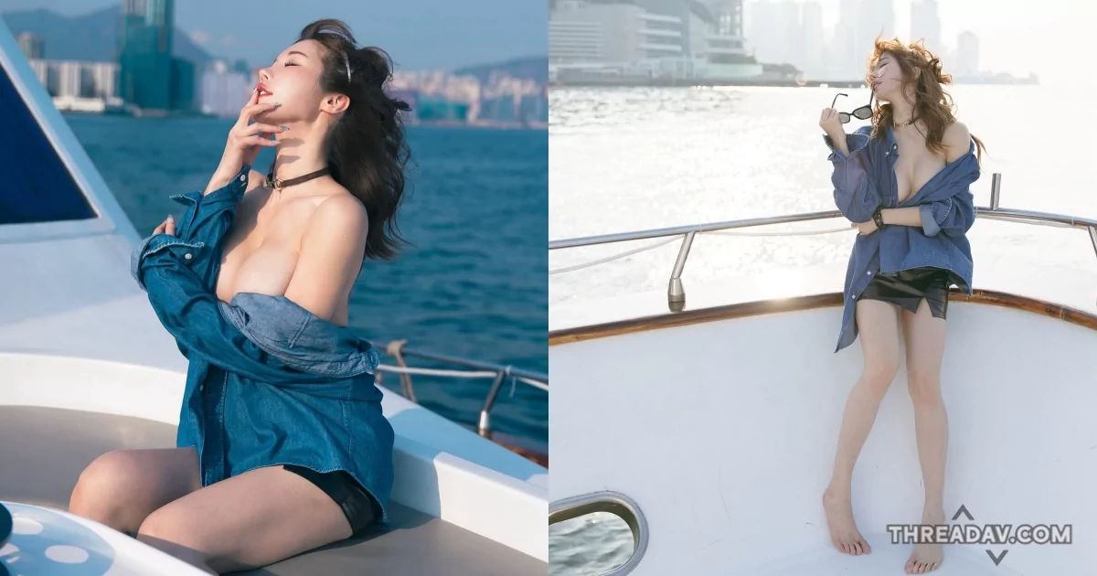 辛尤里大膽露胸於維多利亞港！解開鈕扣展示G杯美胸，網友驚艷