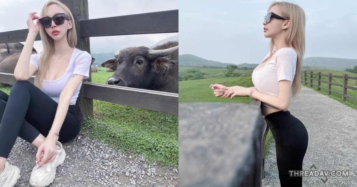 擎天岡巨乳細腰正妹！嵐芯語二次元身材與牛牛合照爆紅！- 網美新聞
