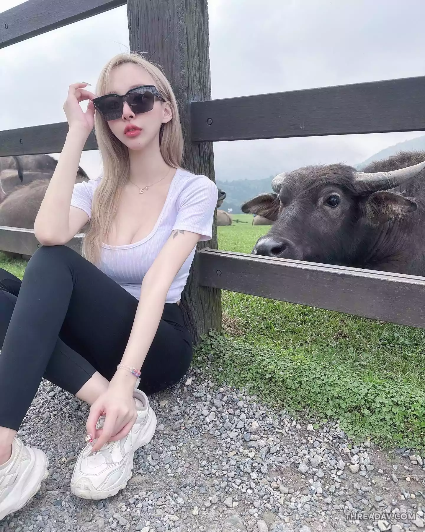 擎天岡巨乳細腰正妹！嵐芯語二次元身材與牛牛合照爆紅！- 網美新聞