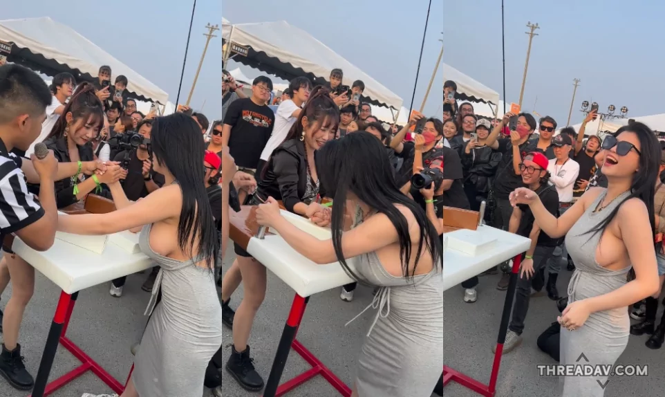 正妹展示驚人側乳壓倒對手！超大胸肌引爆現場狂熱 - 網紅美女力量秀