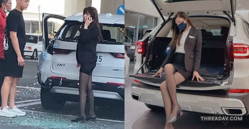 高雄BMW正妹業務試乘遇車禍，性感黑絲照瘋傳網路