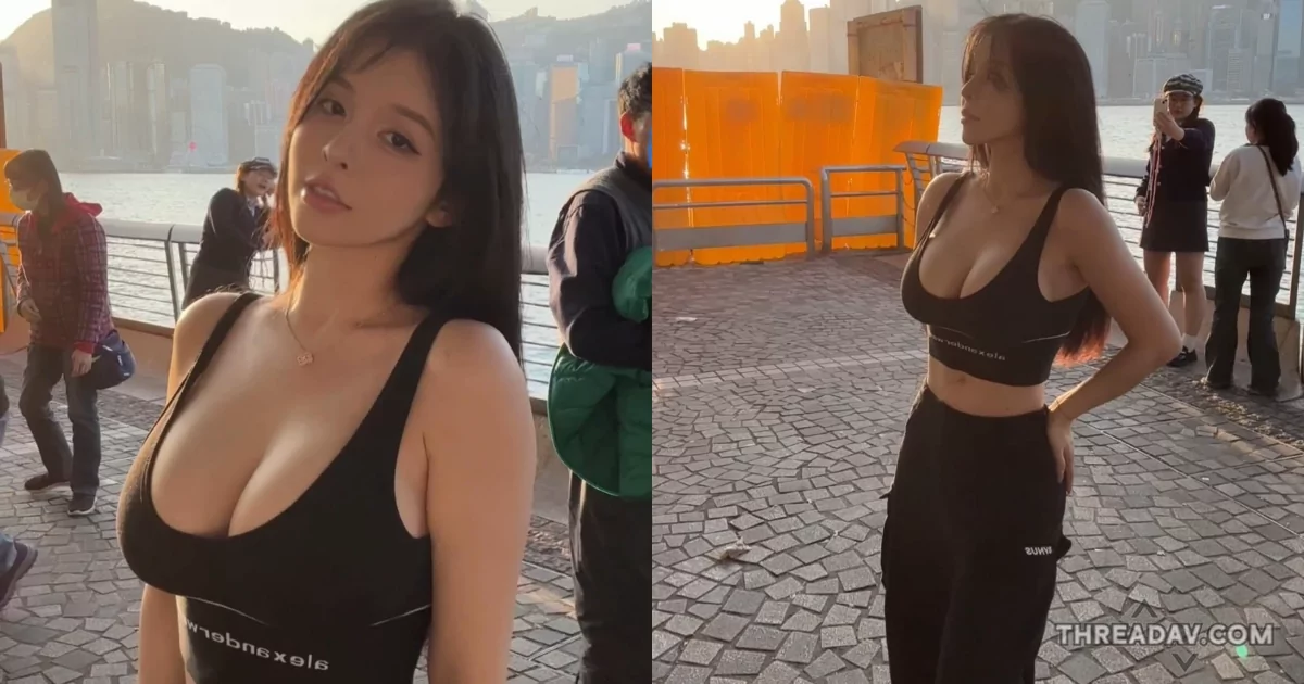 香港遊記！巨乳正妹「香菱」穿著運動內衣H罩杯差點掉出來，網友全瘋了！