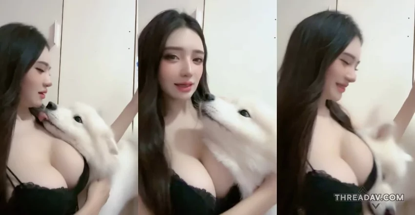 《Angelina岑熙》愛犬蹭軟墊臉讓人傻眼！連狗都懂的巨乳天使秘技 - 網路美女