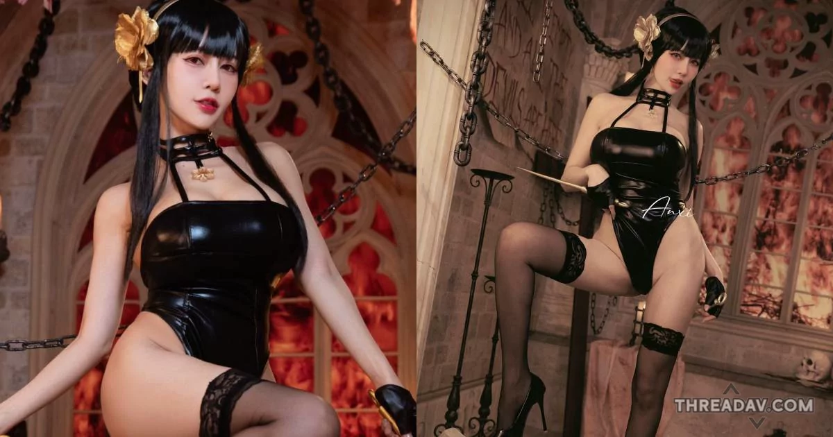 性感巨乳安希化身高衩爆乳殺手，黑絲誘惑讓人直接投降！
