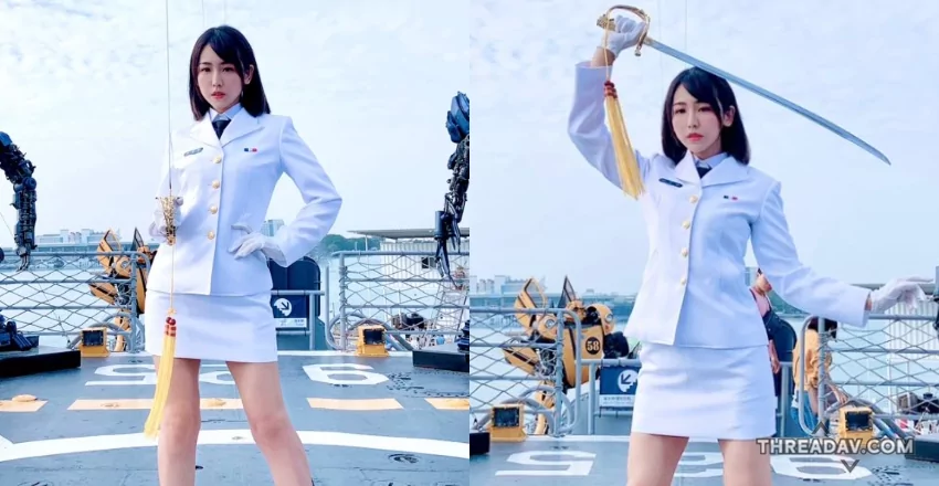 帥氣女海軍「希希CC」舉軍刀慶雙十，性感美腿讓粉絲瘋狂敬禮！