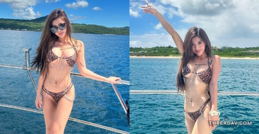 墾丁翹臀「豹紋比基尼」辣模奈奈狂野解放！ - 網路美女