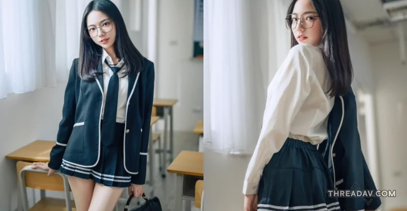 校花眼鏡妹「啾啾」火辣登場！網友瘋傳「裙底美腿」照片