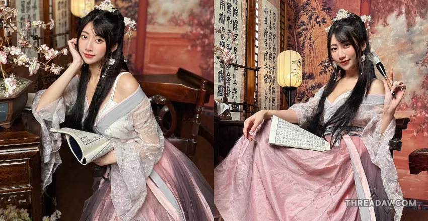 女神「比特啾啾」穿復古漢服登場！網友瘋傳求親細節