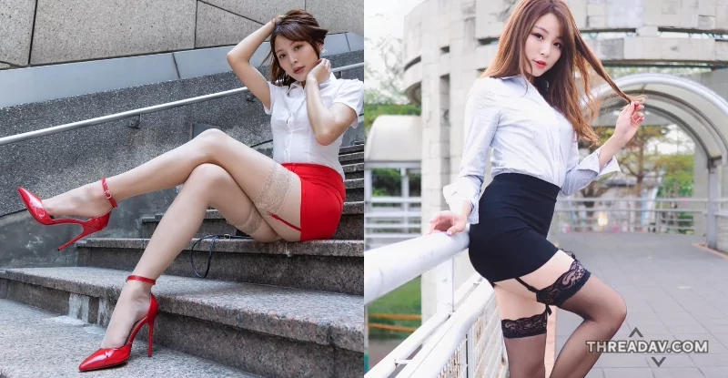 艾緒莉Ashley性感吊帶襪誘惑：黑絲美腿成上班族必看！