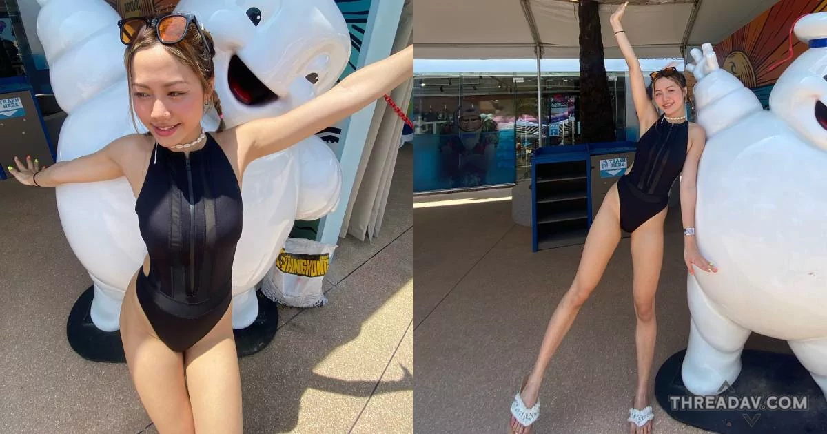 金髮辣妹「Barbie葆葆」水上樂園玩耍，高衩泳裝秀「修長美腿」辣翻路人！ - 網路美女 | 最新熱門美女影片
