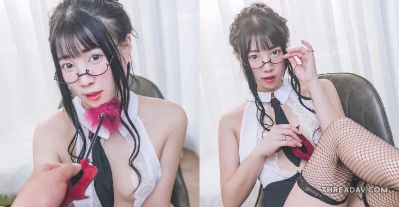 「眼鏡妹陳幽」黑網襪挑逗挑戰，雪嫩美體色調教大公開！ - 網路美女