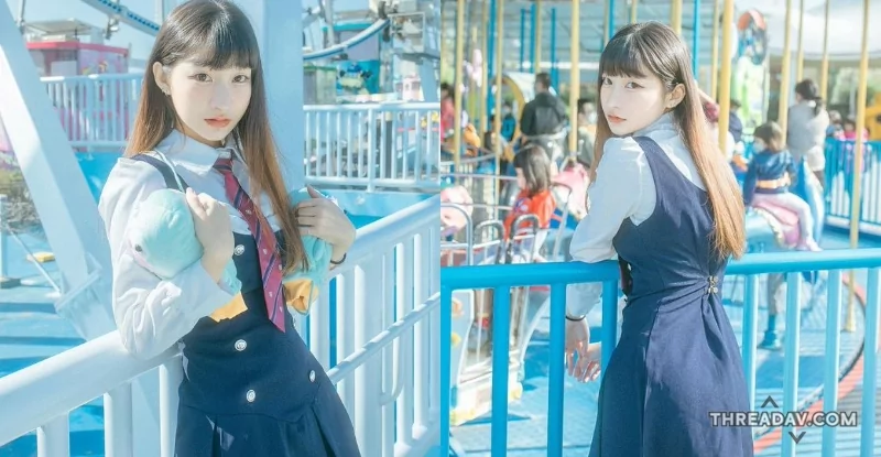 驚見遊樂園制服少女「梗梗」！韓式清新美爆表，一眼就愛上！
