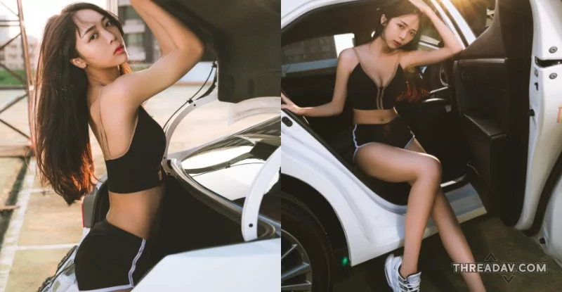 網路美女「九九」駕馭頂配香車展現絕美長腿身形，粉絲狂讚不已！