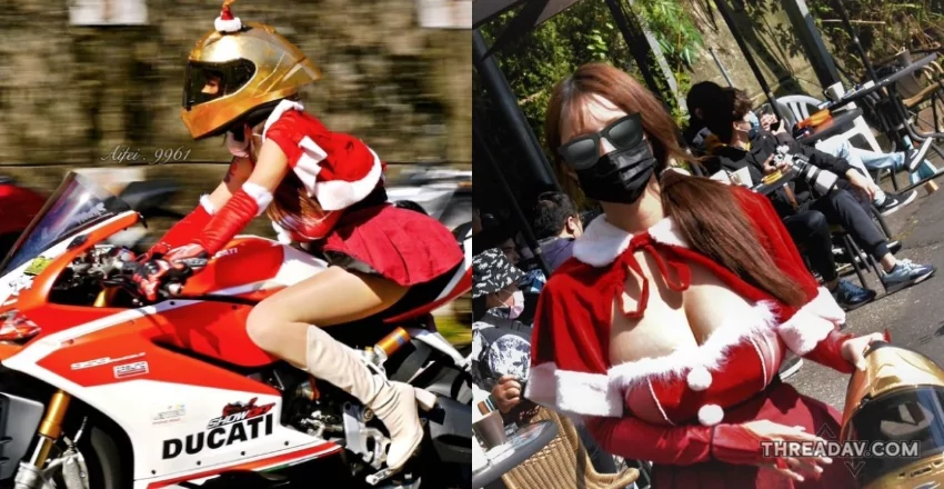 「巨乳聖誕老人」北宜狂飆重機送大禮，好孩子快來領！- 網路美女大放送