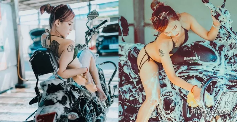 【熱辣視覺】性感正妹「艾莉絲」比基尼洗車，「乳香打蠟」引爆眼球！
