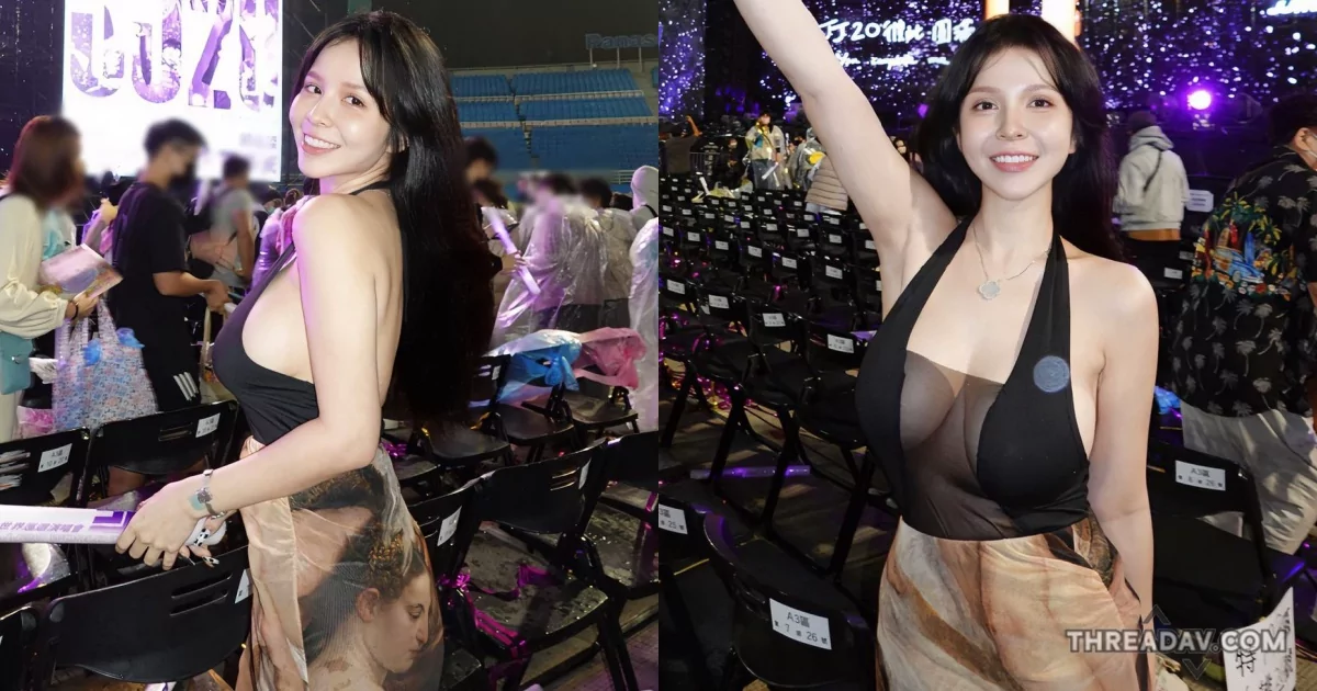 林俊傑演唱會驚見「H奶正妹」！香菱性感透膚戰袍大放送，豐滿雙乳大溢出！- 網路美女
