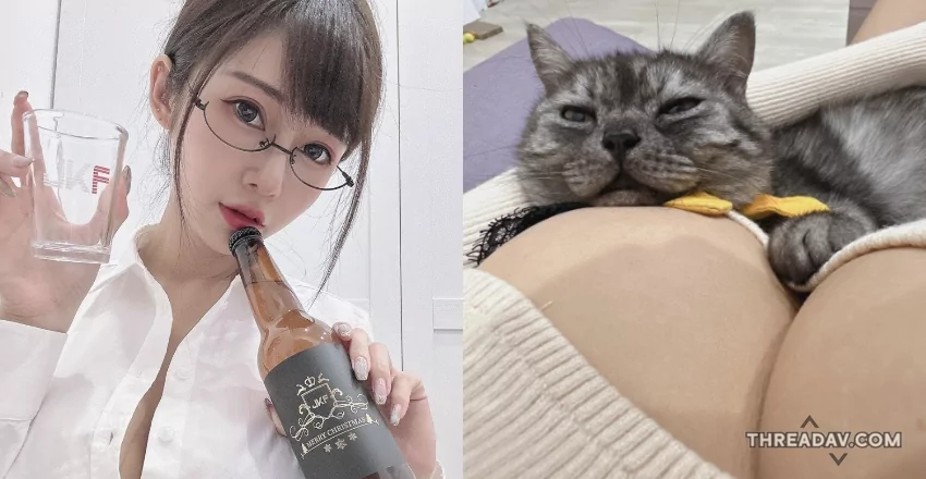 網紅美女「安希」化身愛貓專用肉墊：貓咪躺進深溝幸福入眠！