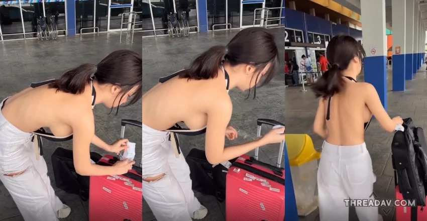「巨乳DJ驚艷現身機場，側乳溢出引眾人側目！」網路美女引爆話題