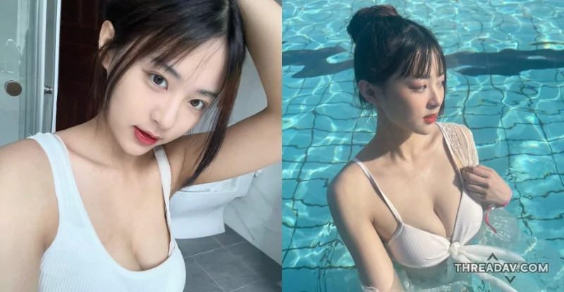 網路美女泳池秀「輔仁電眼妹」飄飄乳大解放！
