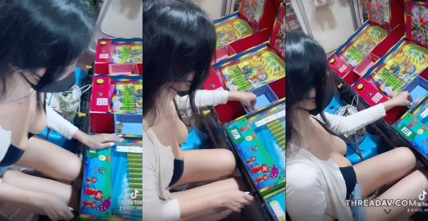 網路美女爆紅！夜市口罩妹「爆乳打彈珠」引爆熱議