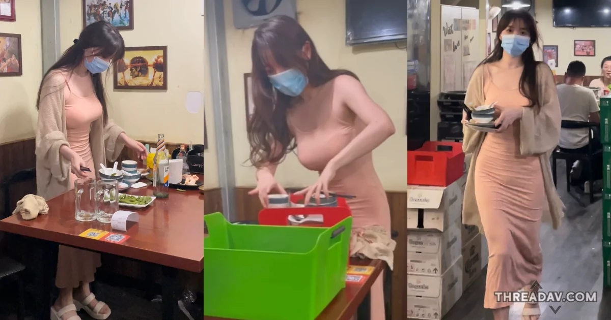網路瘋傳！「正妹服務生」緊身洋裝秀曲線，讓你目不轉睛！