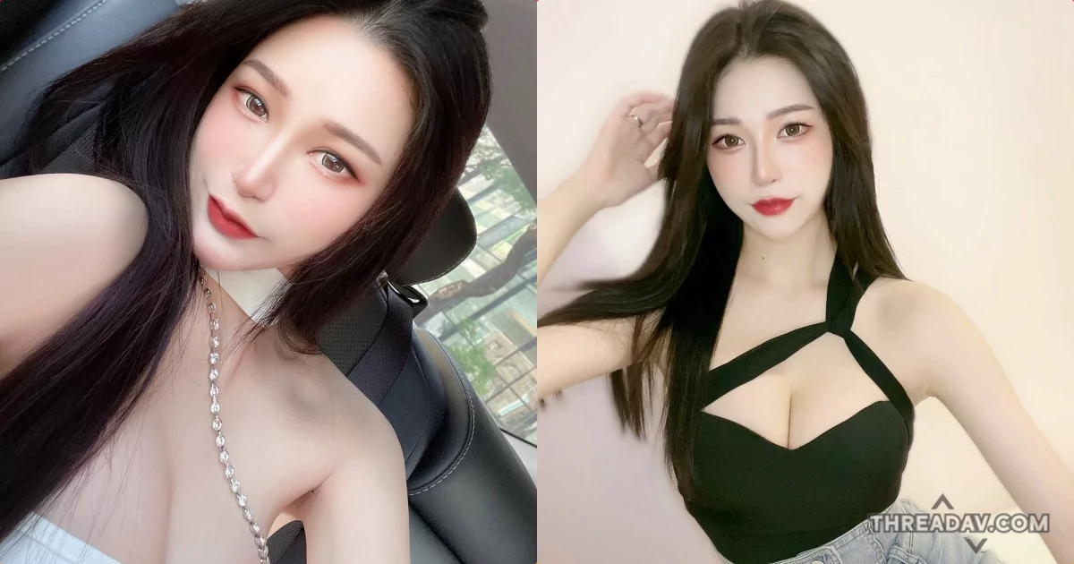 網路美女「小麻煩」黑色低胸裝展露深溝，白嫩肌膚引人遐想！