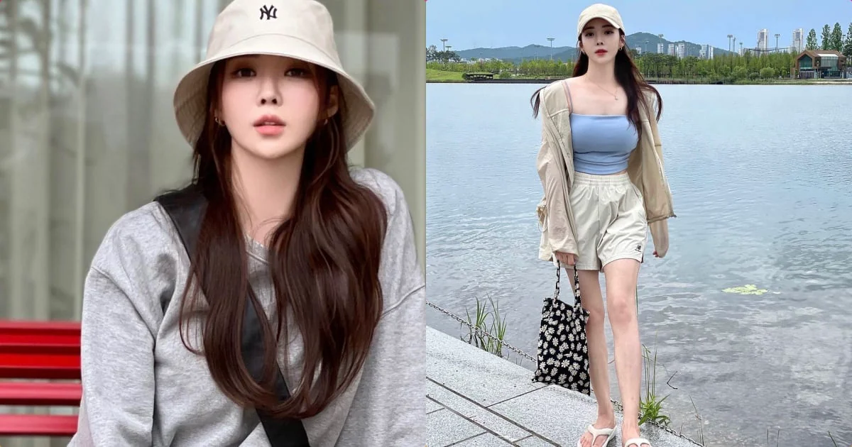 湖畔美景中的絕美長腿女神，九頭身完美曲線讓人心動不已！