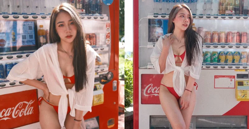 「女神級比基尼美女」揭秘乳擋販賣機內的「彈力猛溝」驚人神技！ - 網路爆紅話題