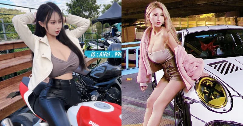 天然美女「艾妃」掀引擎蓋大秀「邪惡奶量」，瞬間倒滿水箱！