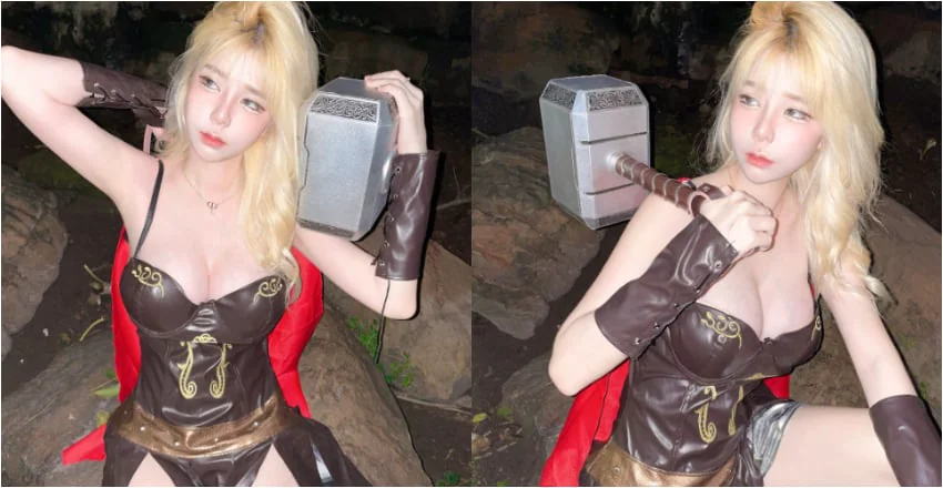 女版索爾？精靈系巨乳妹揮槌震撼網友，胸肌比索爾還大！
