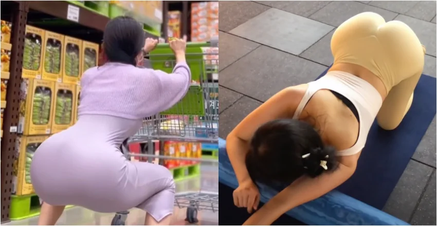 深蹲練出渾圓翹臀！巨乳妹讓網友爬樓梯瘋狂追逐